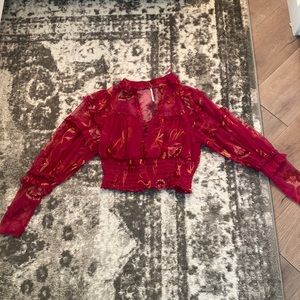 free people pink and flower blouse , Size S